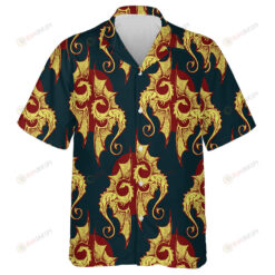 Vintage Style Background With Gold Dragons Hawaiian Shirt