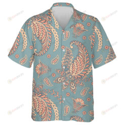 Vintage Style Paisley Flowers Ornamental Pattern In Coral Hawaiian Shirt