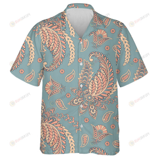 Vintage Style Paisley Flowers Ornamental Pattern In Coral Hawaiian Shirt