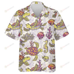 Vintage Turtle Decorated With Floral Ornaments Hawaiian Shirt