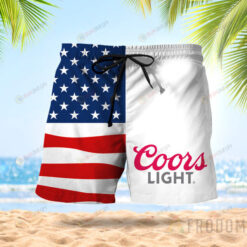 Vintage USA Flag Fourth Of July Coors Light Hawaiian Shorts Summer Shorts Men Shorts - Print Shorts