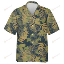 Vintage Watercolor Fern Autumn Leaves Camouflage Pattern Hawaiian Shirt