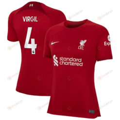 Virgil Van Dijk 4 Liverpool Women 2022/23 Home Player Jersey - Red