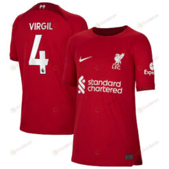 Virgil Van Dijk 4 Liverpool Youth 2022/23 Home Player Jersey - Red