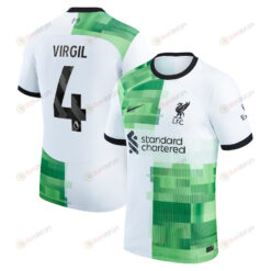 Virgil van Dijk 4 Liverpool 2023/24 Away Men Jersey - White