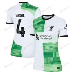 Virgil van Dijk 4 Liverpool 2023/24 Away Women Jersey - White