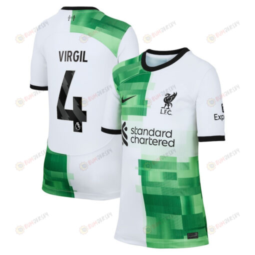 Virgil van Dijk 4 Liverpool 2023/24 Away Youth Jersey - White