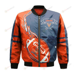 Virginia Cavaliers Bomber Jacket 3D Printed Flame Ball Pattern