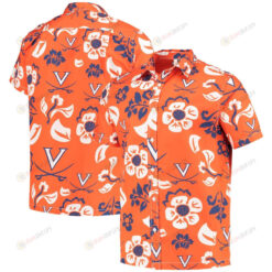 Virginia Cavaliers Orange Floral Button-Up Hawaiian Shirt