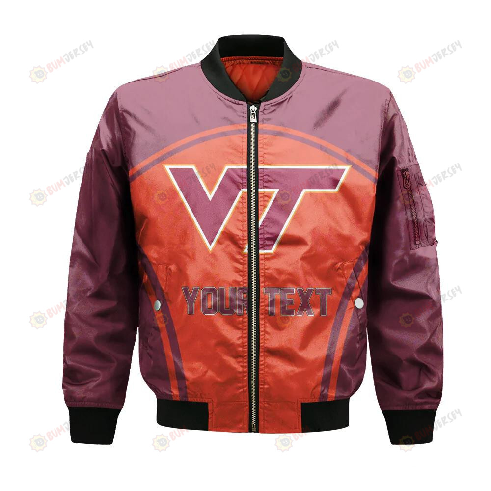 Virginia Tech Hokies Bomber Jacket 3D Printed Custom Text And Number Curve Style Sport