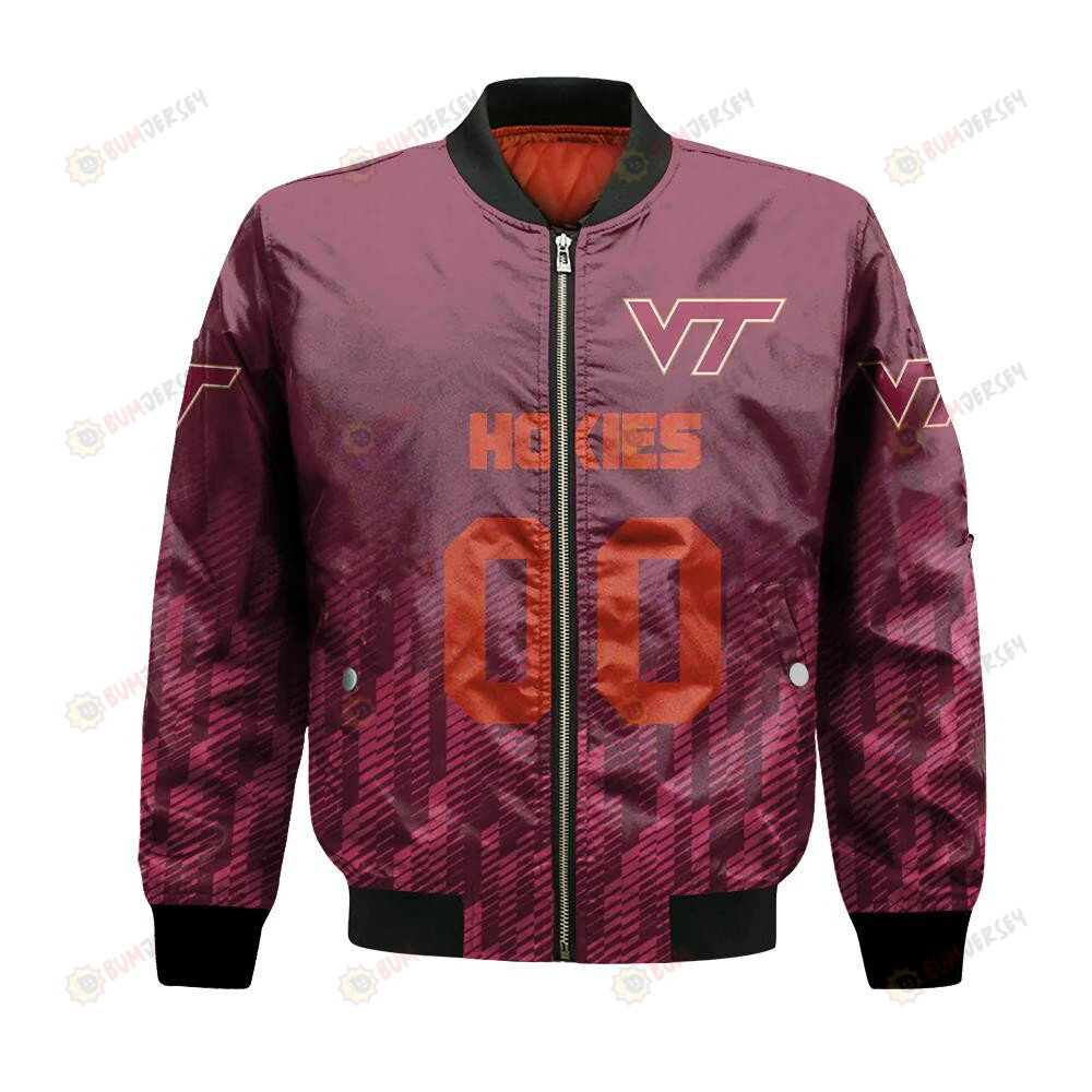 Virginia Tech Hokies Bomber Jacket 3D Printed Team Logo Custom Text And Number