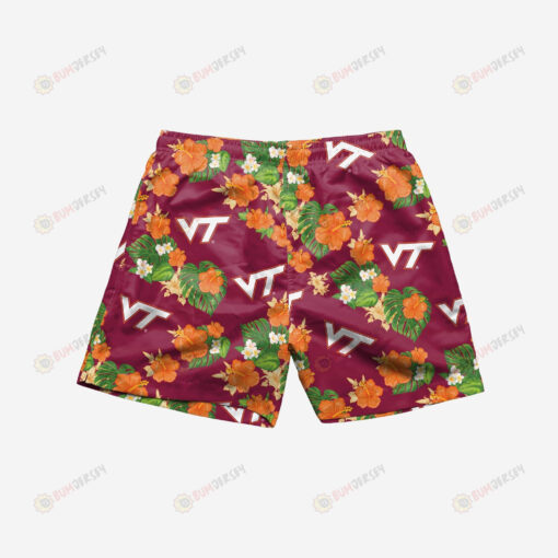 Virginia Tech Hokies Floral Hawaiian Men Shorts Swim Trunks - Print Shorts