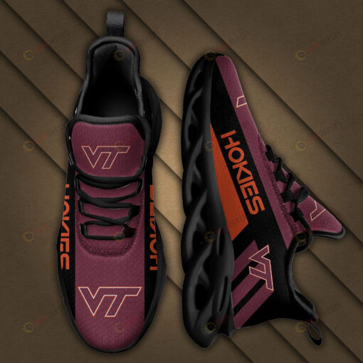 Virginia Tech Hokies Logo Black Stripe Pattern 3D Max Soul Sneaker Shoes In Maroon