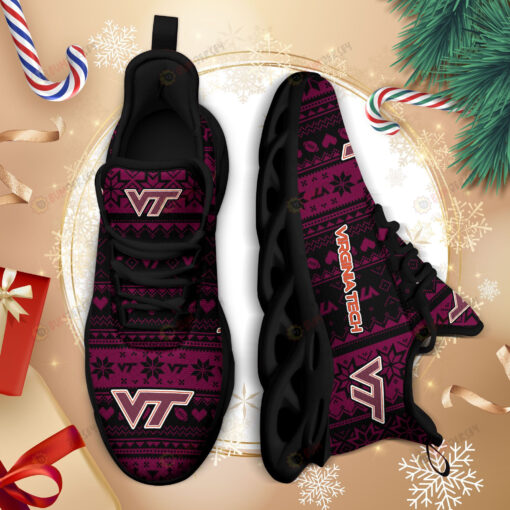 Virginia Tech Hokies Logo Brocade Pattern 3D Max Soul Sneaker Shoes