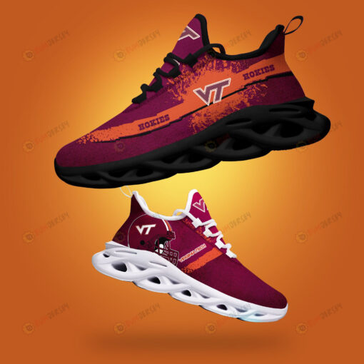 Virginia Tech Hokies Logo Helmet And Splatter Pattern 3D Max Soul Sneaker Shoes