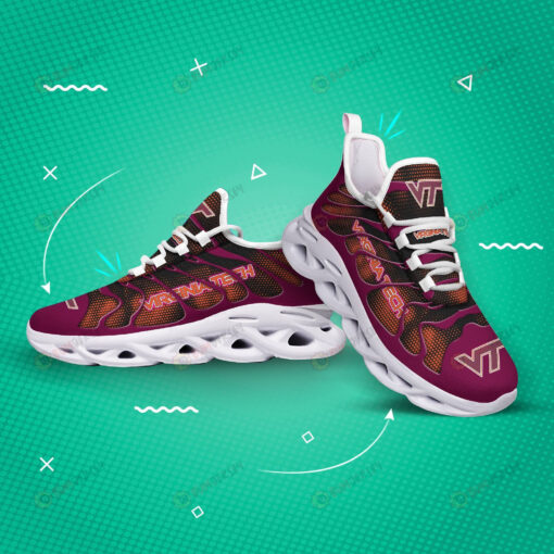 Virginia Tech Hokies Logo Hole Pattern 3D Max Soul Sneaker Shoes In Red