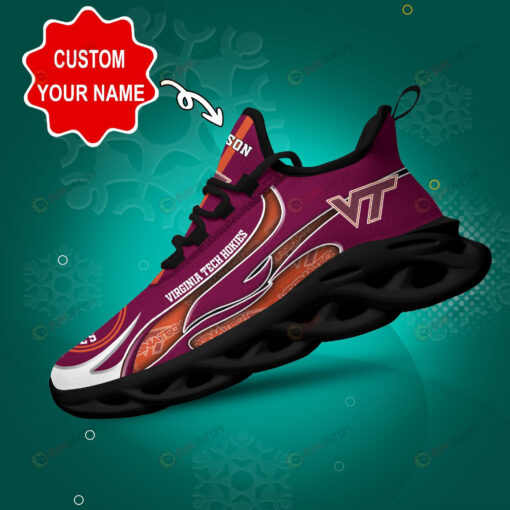 Virginia Tech Hokies Logo Unique Pattern Custom Name 3D Max Soul Sneaker Shoes