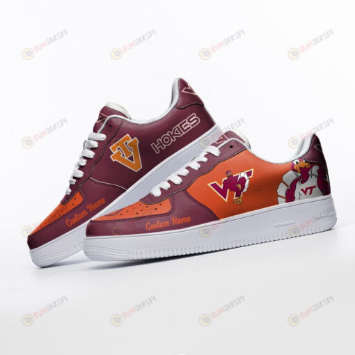 Virginia Tech Hokies Mascot Logo Pattern Custom Name Air Force 1 Printed