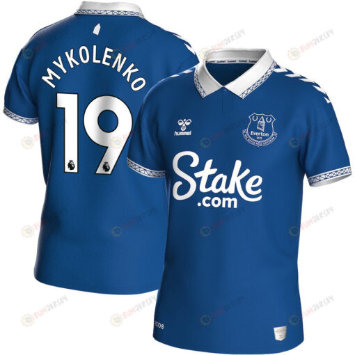 Vitalii Mykolenko 19 Everton FC 2023-24 Premier League Hummel Home Men Jersey - Blue