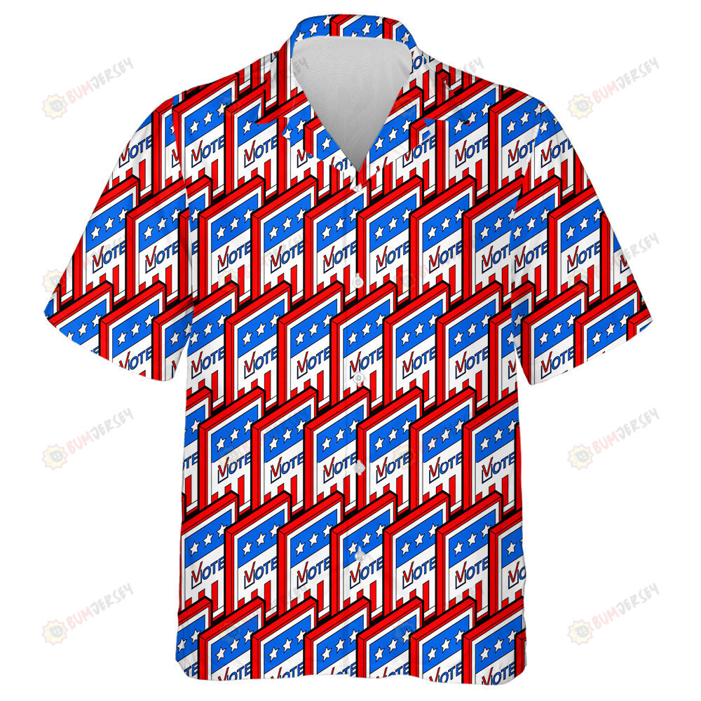 Vote USA Election Day Cards Patriotic Pattern Hawaiian Shirt