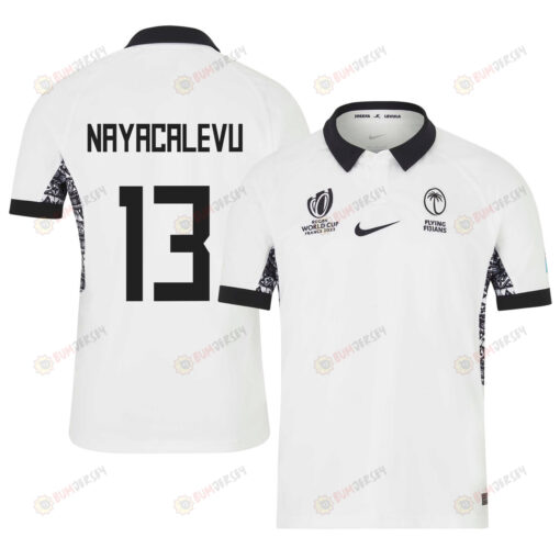 Waisea Nayacalevu 13 Fiji 2023 Rugby World Cup Home Stadium Jersey - White