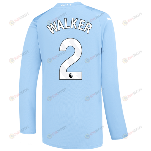 Walker 2 Manchester City 2023/24 Long Sleeve Home Jersey - Sky Blue