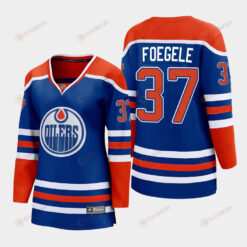Warren Foegele Edmonton Oilers 37 2022-23 Home Women Premier Breakaway Player Jersey Royal