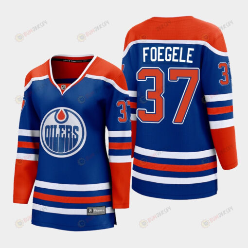 Warren Foegele Edmonton Oilers 37 2022-23 Home Women Premier Breakaway Player Jersey Royal