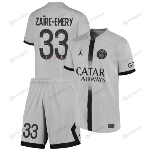 Warren Za?re-Emery 33 Paris Saint-Germain Away Kit 2022-23 Youth Jersey - Black