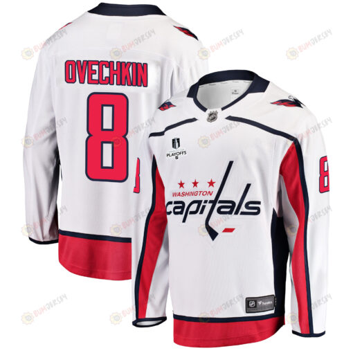 Washington Capitals Alexander Ovechkin 8 Away 2022 Stanley Cup Playoffs Breakaway Men Jersey - White