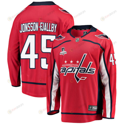 Washington Capitals Axel Jonsson-Fjallby 45 Home 2022 Stanley Cup Playoffs Breakaway Men Jersey - Red