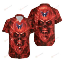 Washington Capitals Fan Skull Curved Hawaiian Shirt
