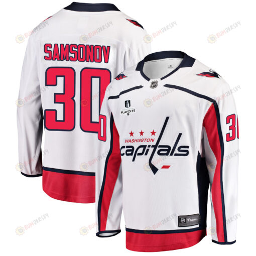 Washington Capitals Ilya Samsonov 30 Away 2022 Stanley Cup Playoffs Breakaway Men Jersey - White