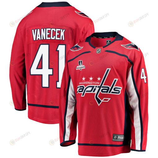 Washington Capitals Vitek Vanecek 41 Home 2022 Stanley Cup Playoffs Breakaway Men Jersey - Red