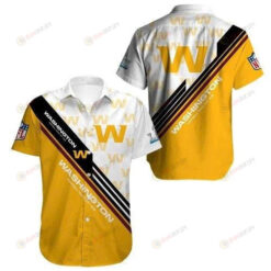 Washington Football Team Curved Hawaiian Shirt In Yellow And White