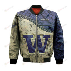 Washington Huskies Bomber Jacket 3D Printed Grunge Polynesian Tattoo