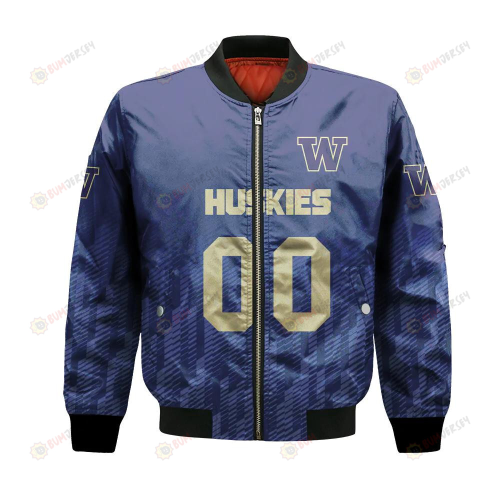 Washington Huskies Bomber Jacket 3D Printed Team Logo Custom Text And Number