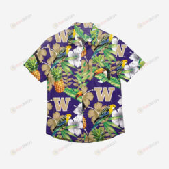 Washington Huskies Floral Button Up Hawaiian Shirt