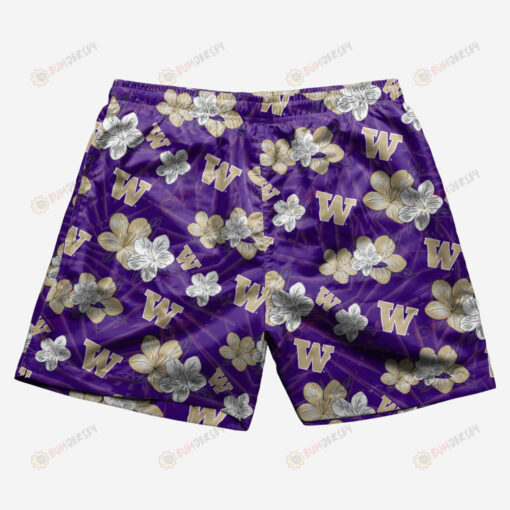 Washington Huskies Hibiscus Hawaiian Men Shorts Swim Trunks - Print Shorts