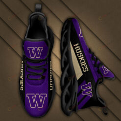 Washington Huskies Logo Black Stripe Pattern 3D Max Soul Sneaker Shoes In Purple