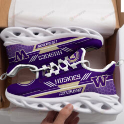 Washington Huskies Logo Custom Name Pattern 3D Max Soul Sneaker Shoes