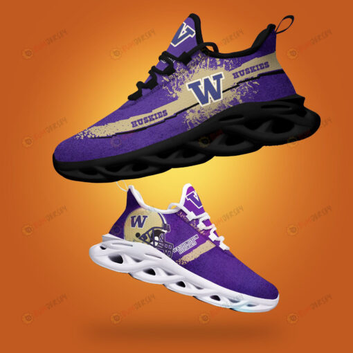 Washington Huskies Logo Helmet And Splatter Pattern 3D Max Soul Sneaker Shoes