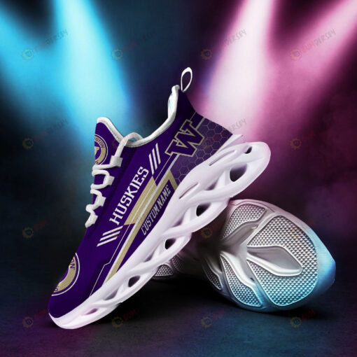 Washington Huskies Logo Pattern Custom Name 3D Max Soul Sneaker Shoes