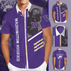 Washington Huskies Purple Reign Curved Hawaiian Shirt