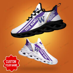 Washington Huskies Shadow Logo Polka Dot Pattern Custom Name 3D Max Soul Sneaker Shoes