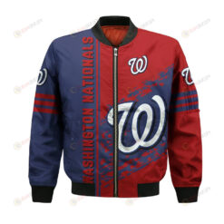 Washington Nationals Bomber Jacket 3D Printed Logo Pattern In Team Colours