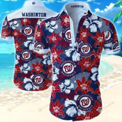 Washington Nationals Curved Hawaiian Shirt