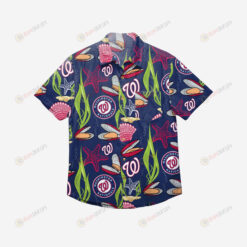Washington Nationals Floral Button Up Hawaiian Shirt