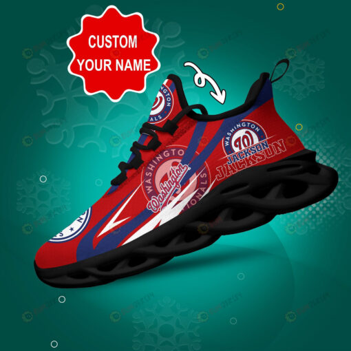 Washington Nationals Logo Line Pattern Custom Name 3D Max Soul Sneaker Shoes