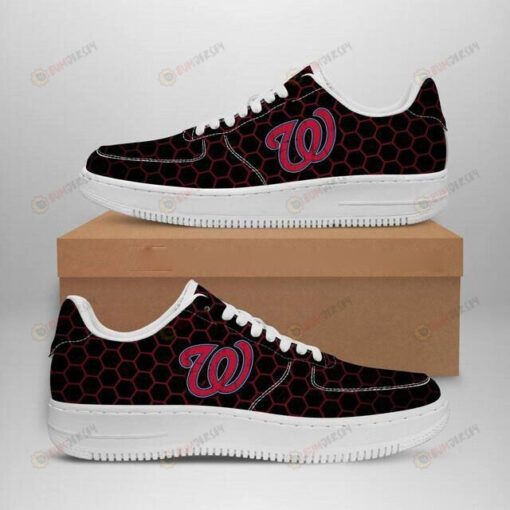 Washington Nationals Logo Pattern Air Force 1 Printed In Black